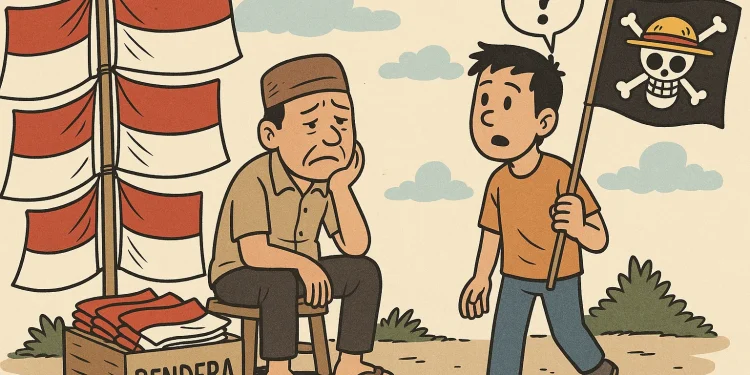 Bendera One Piece Meningkatkan Omzet Penjualan Merah Putih Pedagang Musiman